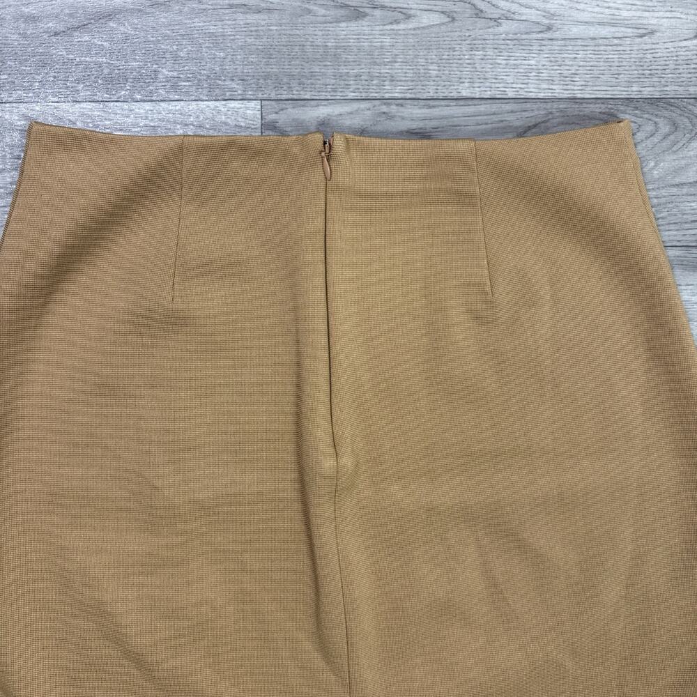 Maeve Anthropologie Mini Skirt Front Slit Stretch Camel Brown sz M - Picture 6 of 6